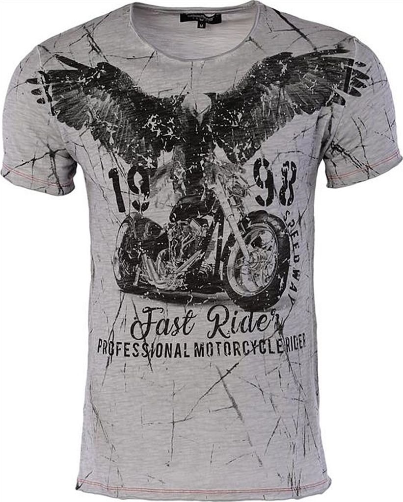 Brandneu Designer T-Shirt CARISMA Grau Bike and Eagle-Print CRM4479 S