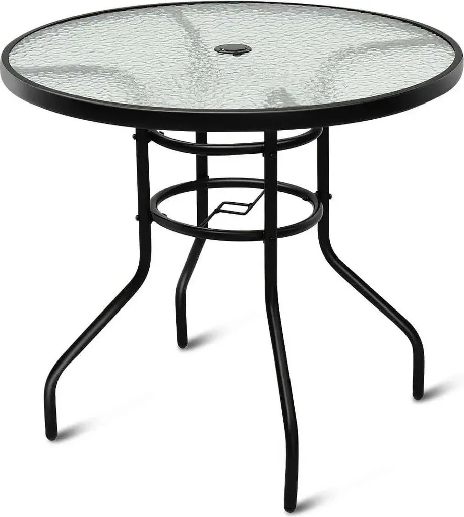 Table de repas extérieure ronde 80 cm noire pour repas en plein air