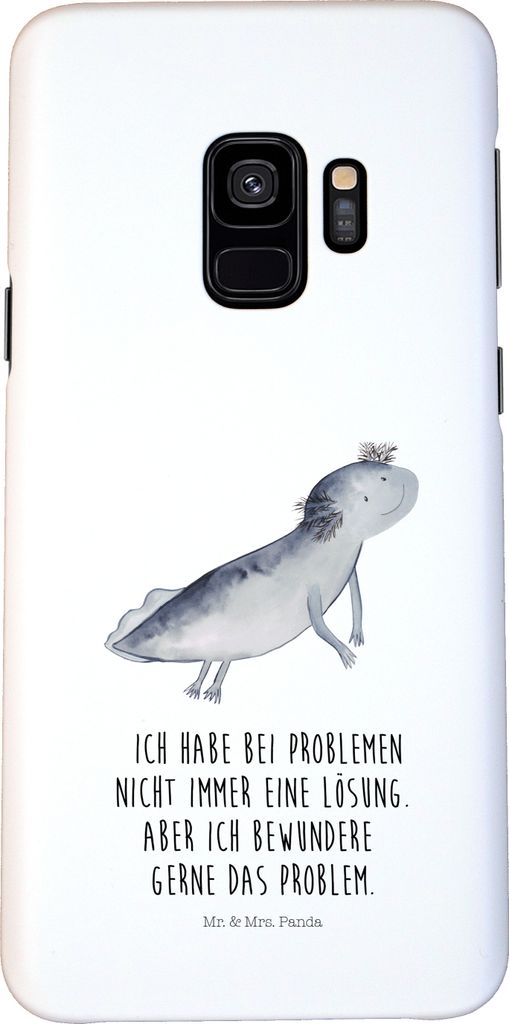 Mr. & Mrs. Panda Samsung Galaxy S9 Handyhülle Axolotl Schwimmen - Weiß - Geschenk, Hülle, Smartphone, Cover, Optimistisch, Motivation, Problem, ...