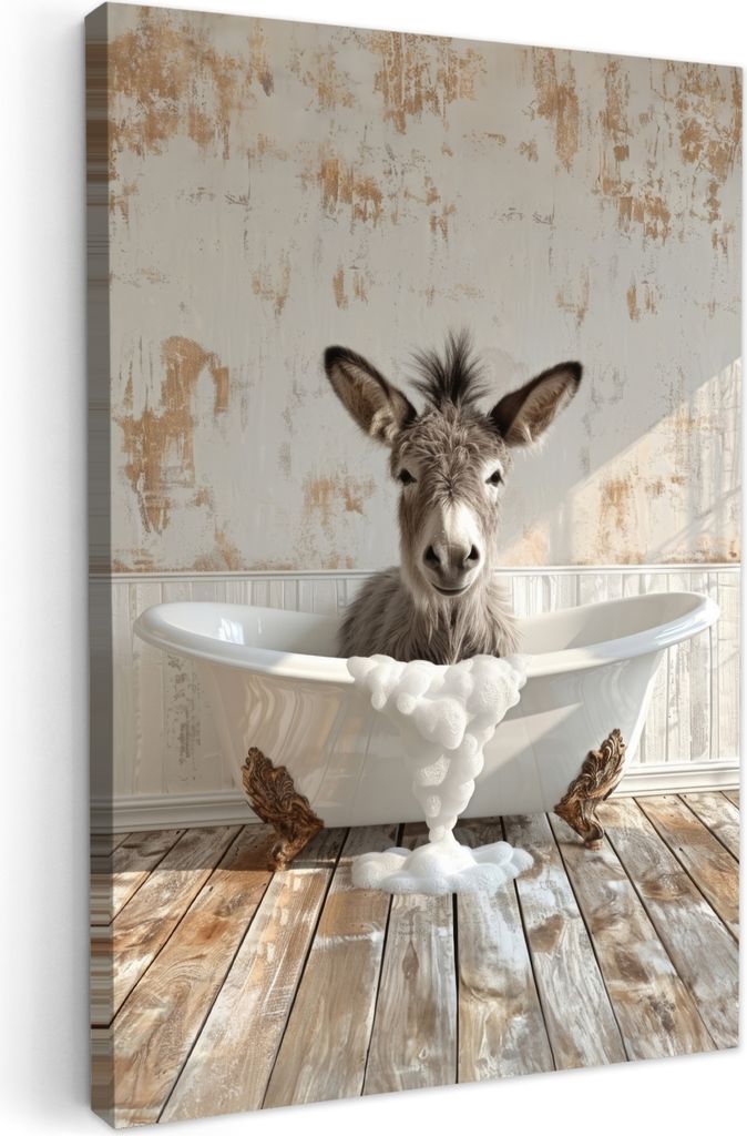 Wanddeko 80x120 cm - BadezimmerEsel, Leinwand Bilder, Wandbilder, Gemälde