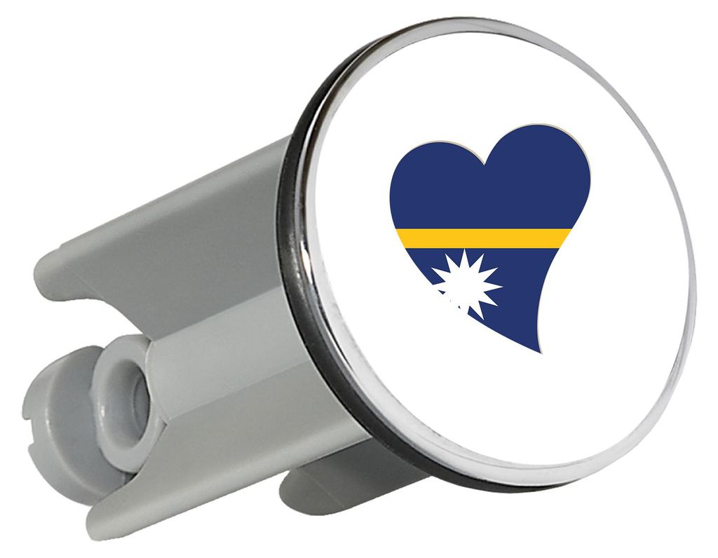 Huuraa Waschbeckenstöpsel Nauru Flagge Herz 4cm höhenverstellbar Abflussstopfen Geschenkidee