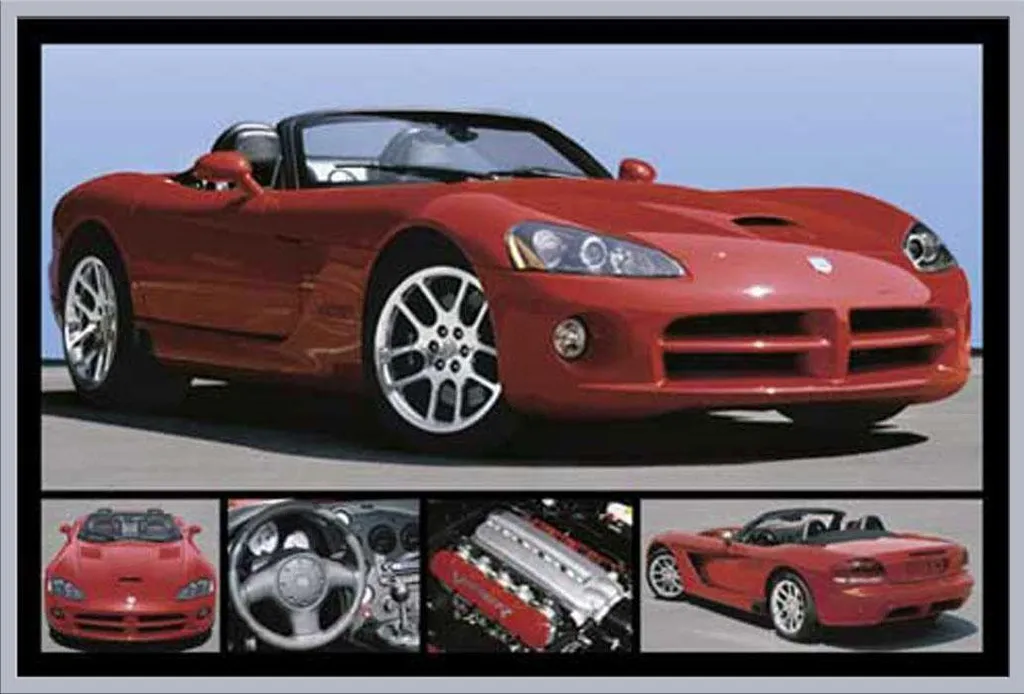 Poster Sport Auto Dodge Viper SRT-10 pour Bureau ou Garage avec Cadre Gris
