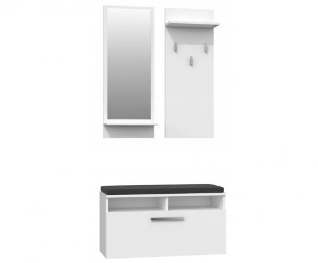 Vestiaire d'entrée complet RIVA blanc avec rangement et porte-manteau