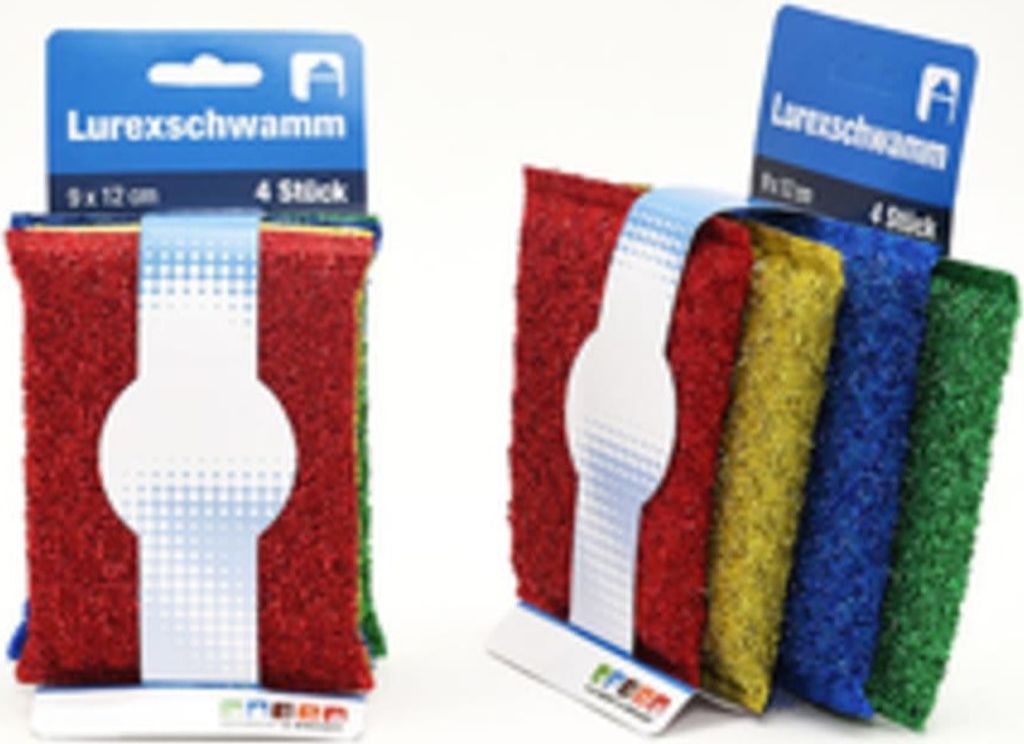 Glänzende Polyester Schwämme 4er Set – Effektive Reinigung für Küche & Bad, farblich sortiert, Metallic Glanz