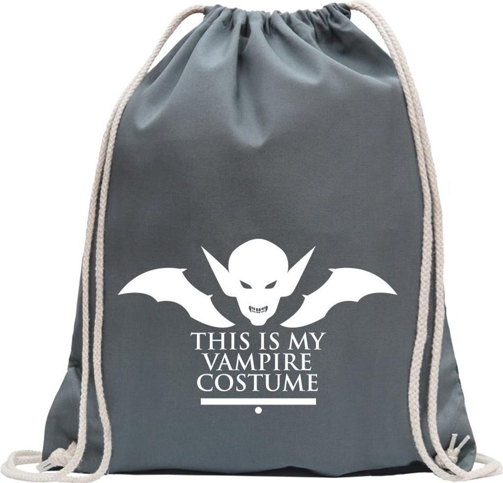 Kiwistar - Turnbeutel - stahlgrau - This is My Vampire Costume - Fun Rucksack Sport Beutel Gymsack Baumwolle mit Ziehgurt