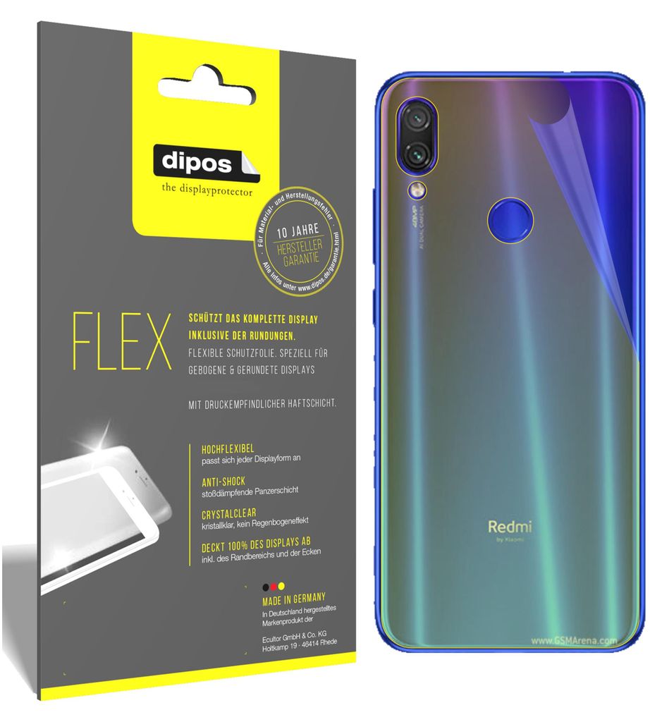 3x Schutzfolie für Xiaomi Redmi Note 7 Pro Rückseite , 100% Displayabdeckung,