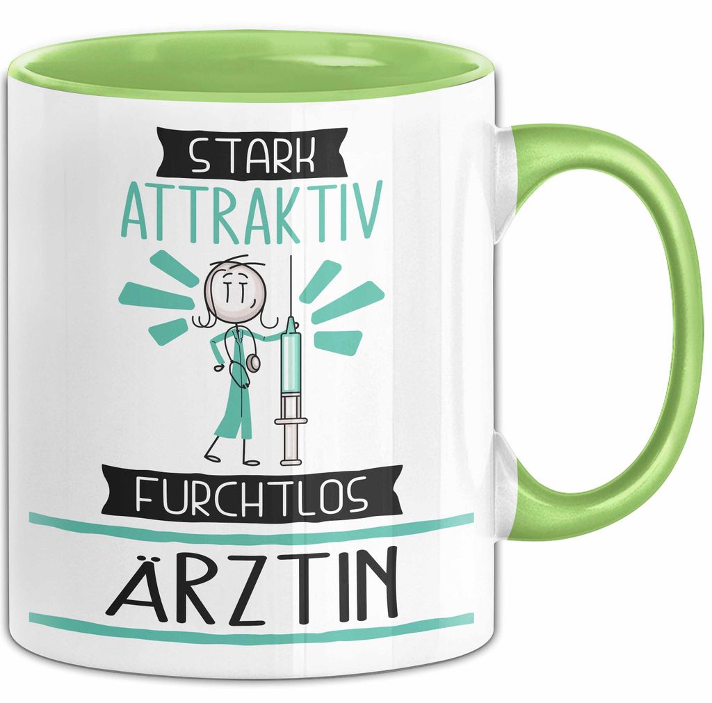 Ärztin Tasse Geschenk Becher Stark Attraktiv Furchtlos Ärztin Lustige Geschenkidee (Grün)