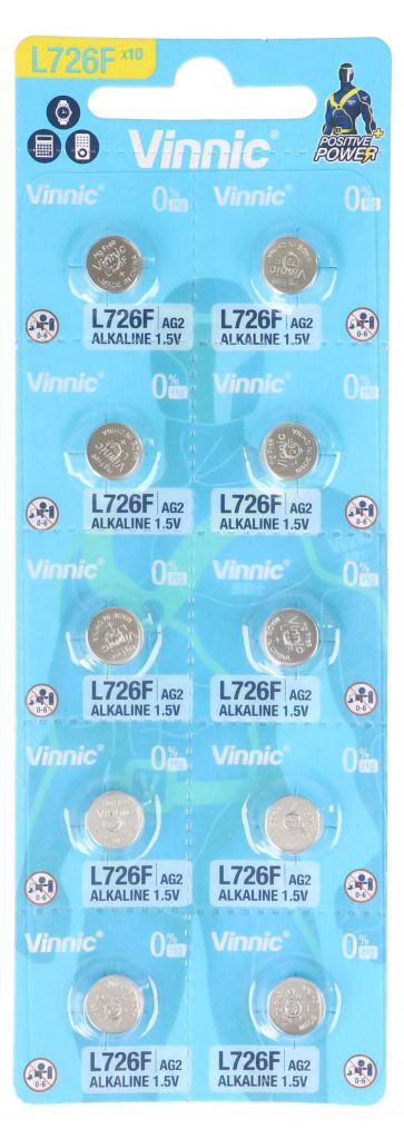 Alkali-Minibatterie vinnic g2 / ag2 / l726 / lr59 10 Stück. Produktbild 