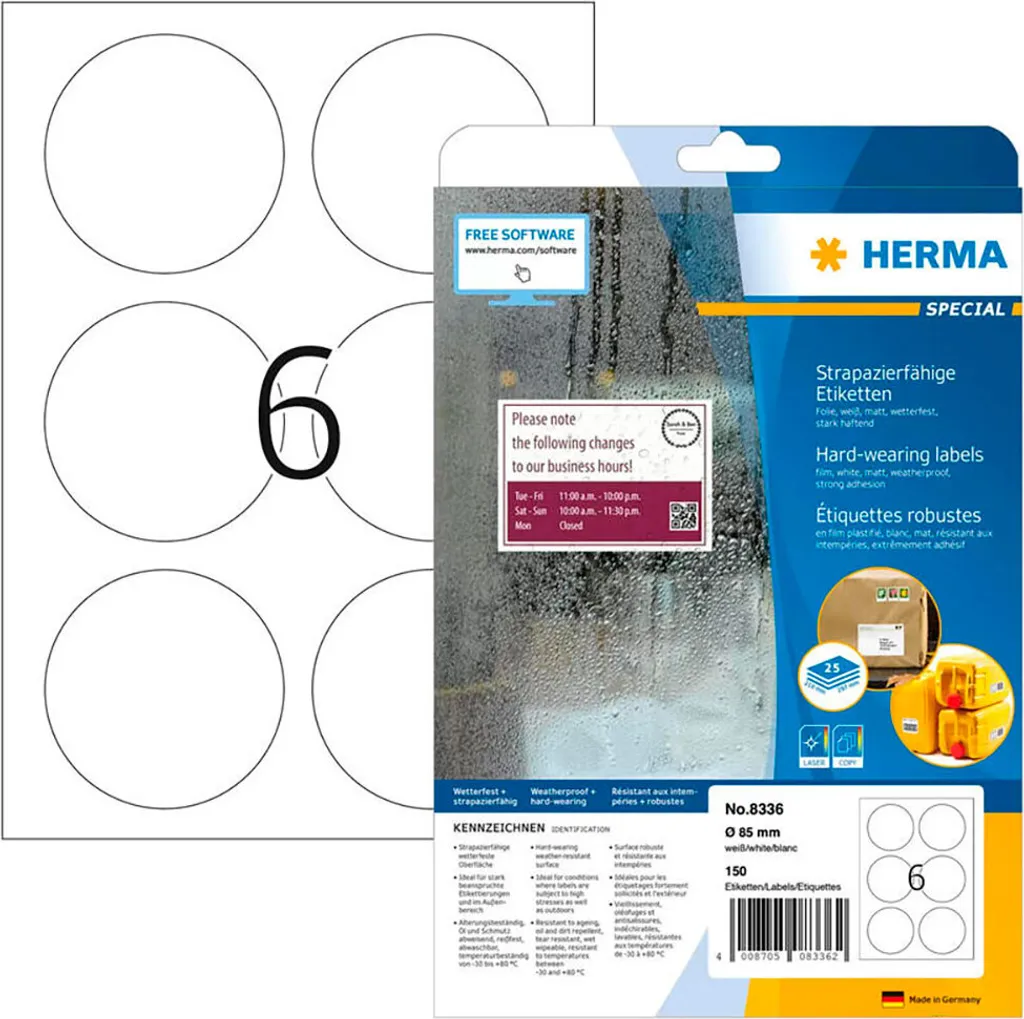 OFFERTA Etichette HERMA Special 85mm | Bianco Professionale Stock - 8