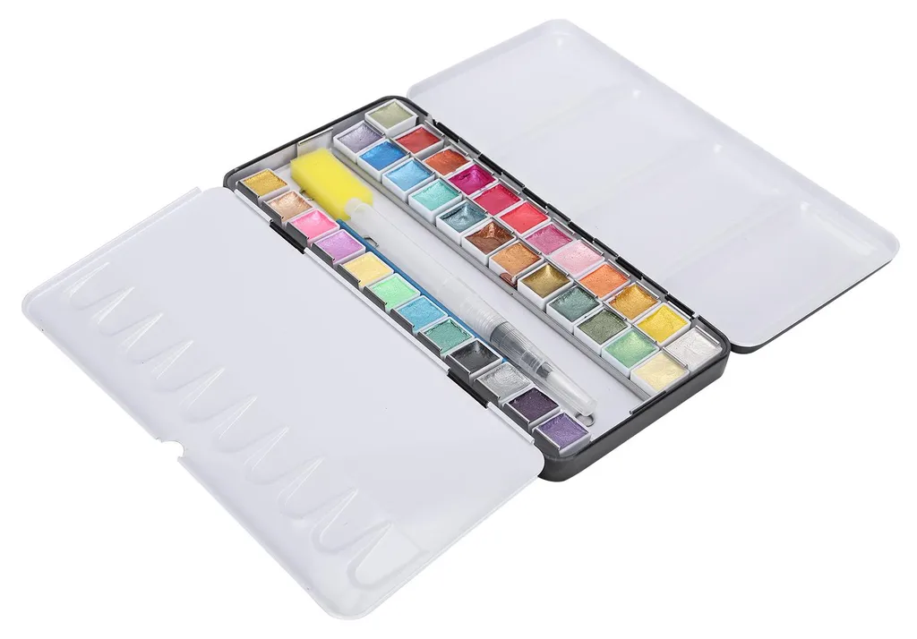 Peinture aquarelle nacrée portable 36 couleurs pour dessin et voyage