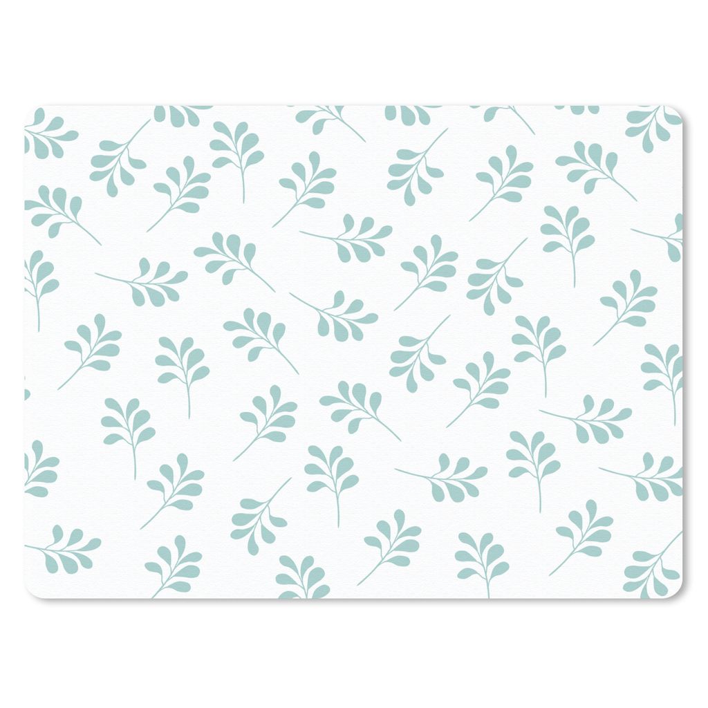MuchoWow Mauspad Mousepad Blätter - Muster - Blau 23x19 cm - Mousepads - Maus Mat - Pad - Mausunterlage - Schreibtischunterlage - Mauspad