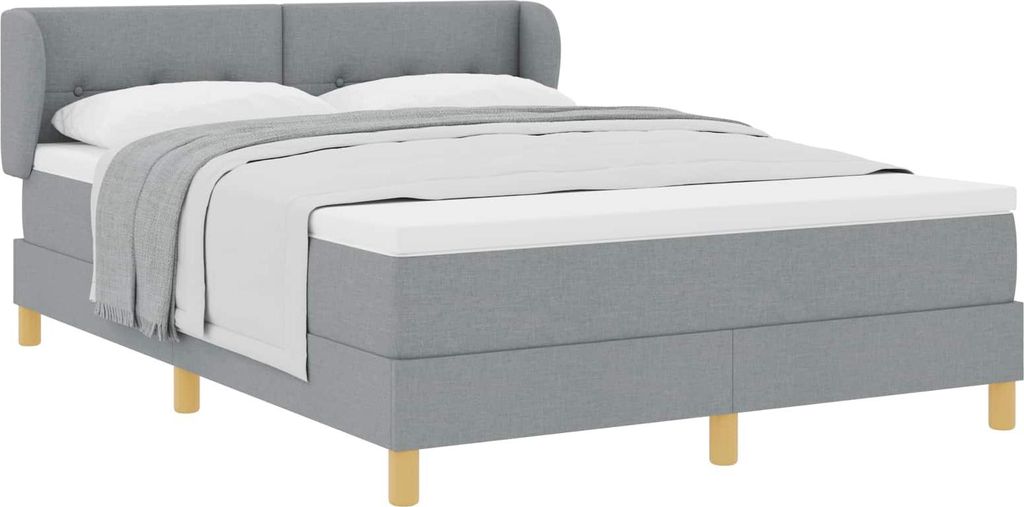 Boxspringbett mit Matratze Hellgrau 160 x 200 cm Stoff