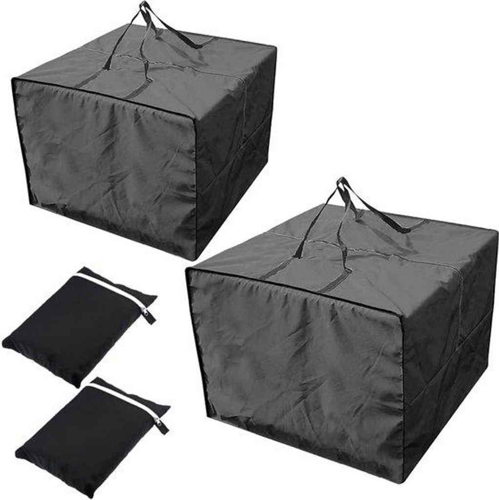 Wasserfeste Sitzbezüge für Gartenmöbel, Gartenmatten, quadratische Aufbewahrungsbeutel, Oxford-Stoelbezüge für Sitzkissen (schwarz)
