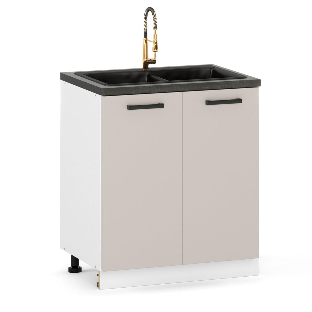 ULWEHOME | Spülenunterschrank 80 cm Beige, Produktbild 
