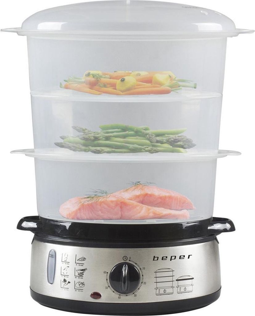 Beper BC.250, 3 Korb/Körbe, Edelstahl, Transparent, Arbeitsplatte, Drehregler, Vorderseite, Edelstahl