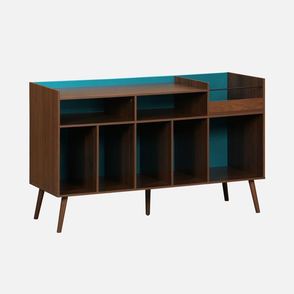 sweeek - Zweifarbiger Vintage XL Schallplattenschrank mit Produktbild 