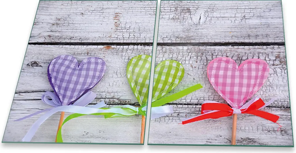 Set 2 Piastre in Vetro Coprifornelli 40x52 Cuore Colorato - Gourmet
