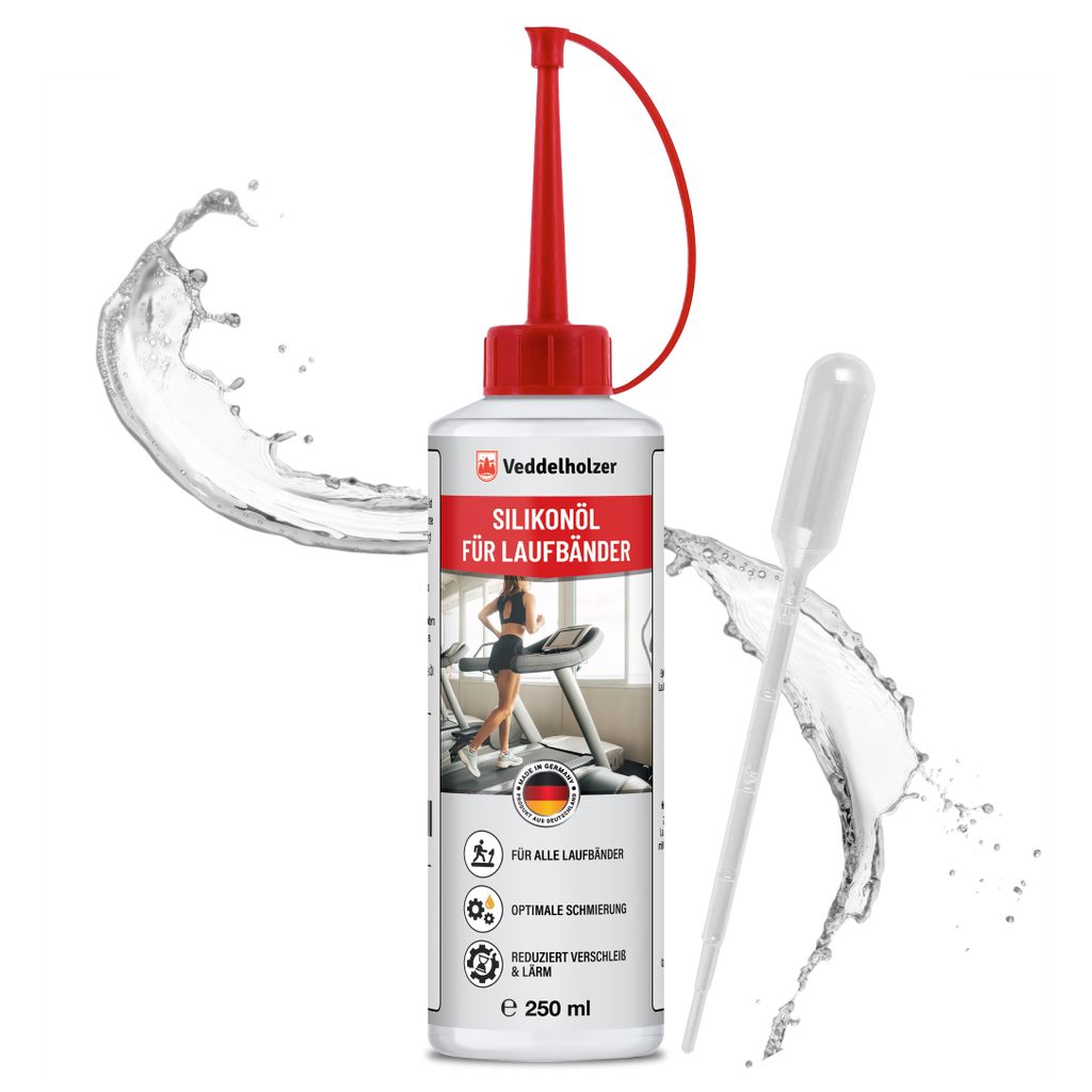 250 ml 100% reines Silikonöl Laufband mit Dosierkappe & Pipette für Zuhause Fitnessstudio Laufband Öl universell für Laufband, Cross Trainer