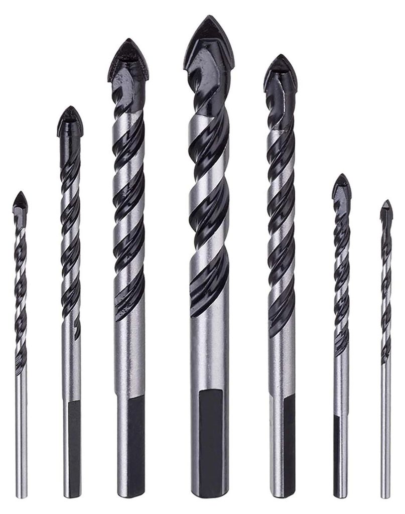 Piece Tungsten Carbide Masonry Drill Bit Set for Porcelain, Tile, Concrete, Brick Wall, Glass, Mirrors, Plastic, Masonry and Wood (3 4 5 6 8 10 12mm)