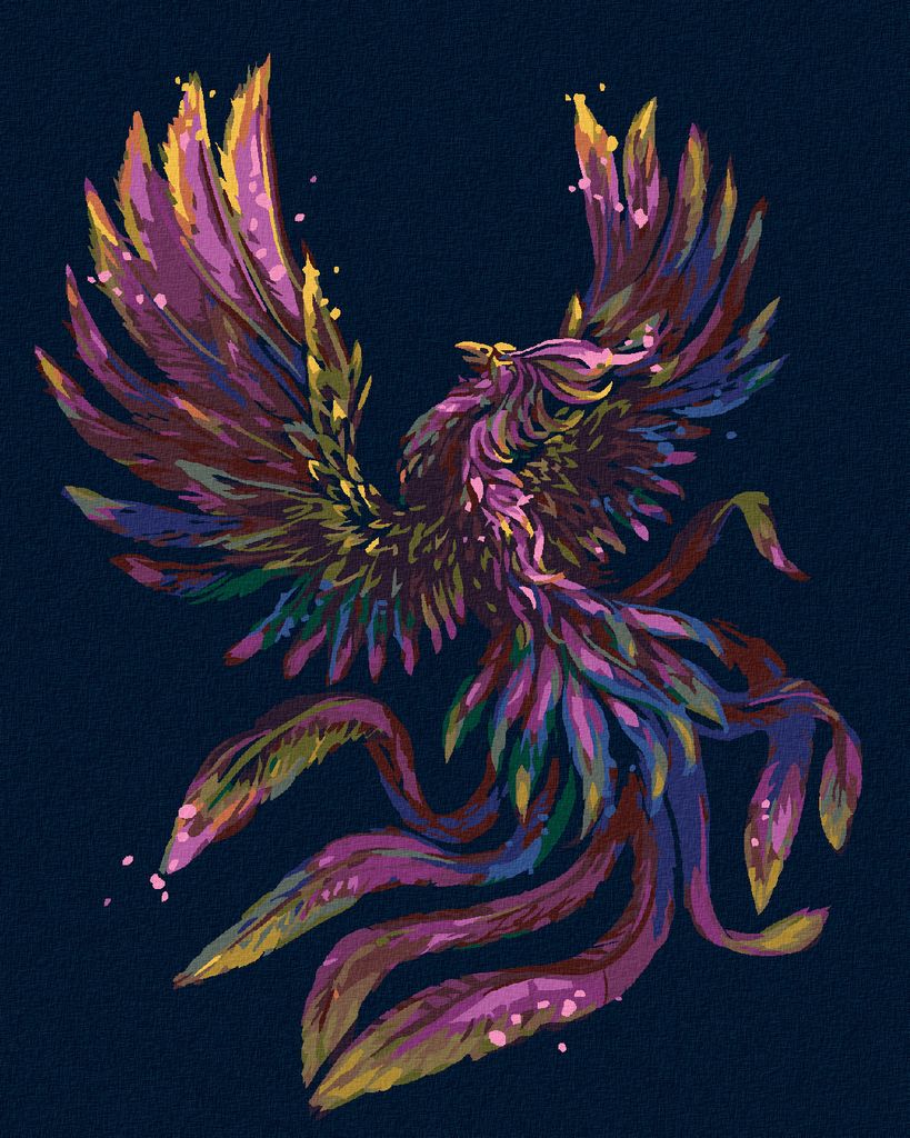 Zuty - Malen nach Zahlen - BUNTER PHÖNIX, 40x50 cm, mit Keilrahmen (bereits gespannt)