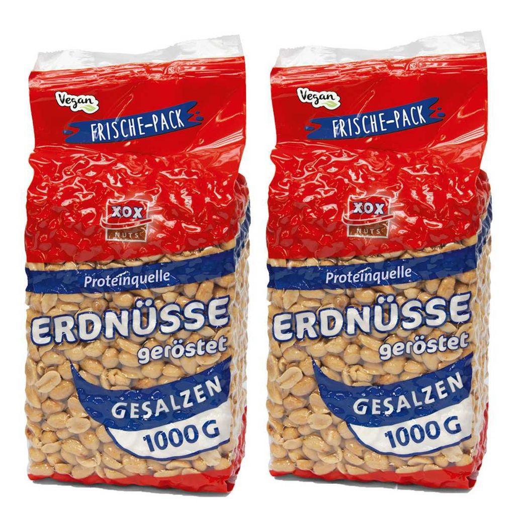 XOX Erdnüsse gesalzen schonend geröstet knackig lecker Produktbild 