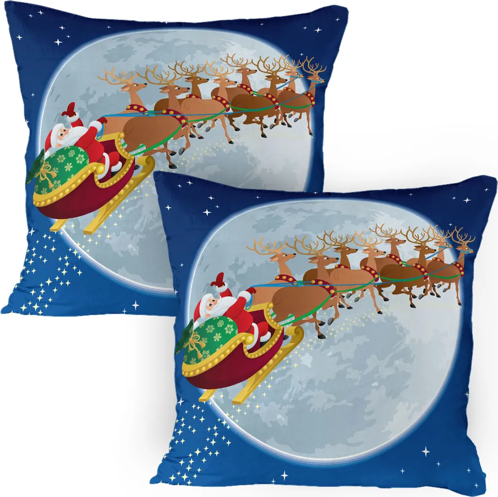 Coppia Federe Cuscino Natale 80x80 ABAKUHAUS | Decorazione Casa Festiva