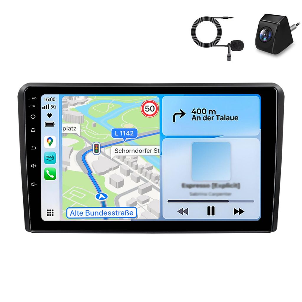9 Zoll Autoradio Android Rückfahrkamera Mic für Audi A3 8P Produktbild 