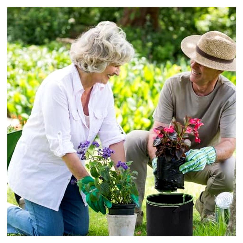3er-Set Stofftopf 11L, Pflanzsack mit Griff, Atmungsaktive Stofftöpfe für Garten, Balkon und Terrasse, Pflanztopf für Gemüse, Blumen und Kräuter