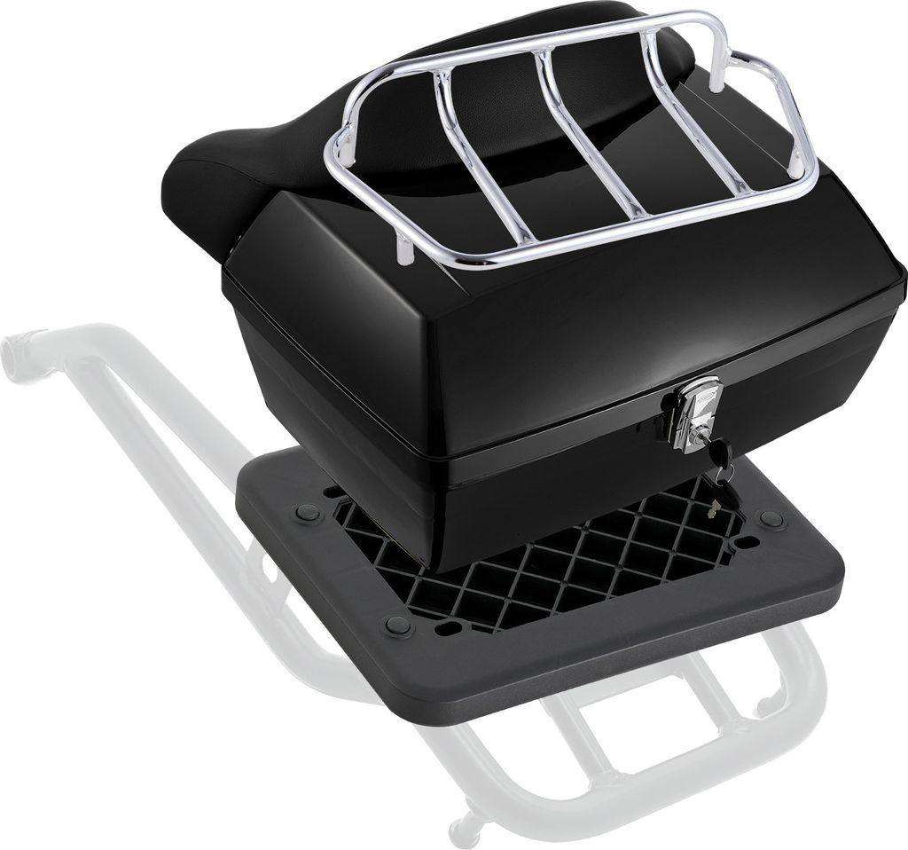 SucceBuy Motorrad-Topcase, universelle, robuste Heckbox aus PP-Material mit reflektierendem Panel, wasserdichte, abnehmbare 48-Liter-Topbox mit Meh...
