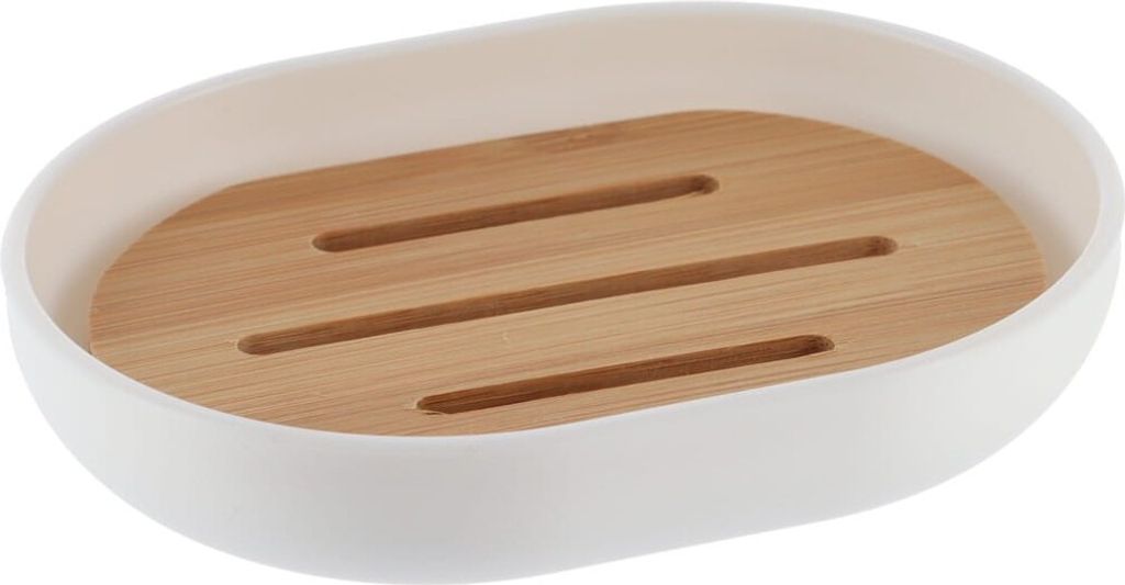 Tendance Seifenschale weiß Kunststoff Bambus 12,5x9,5x2,5 Produktbild 