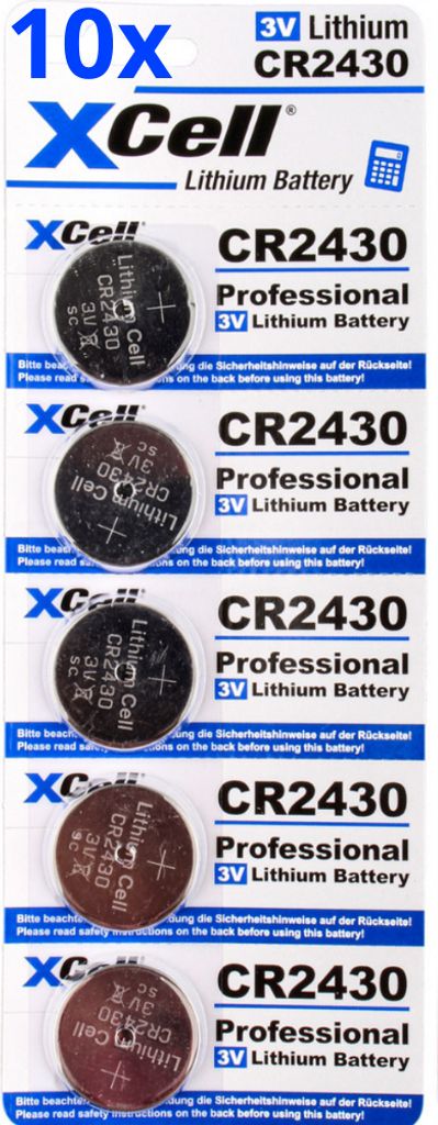 50x CR2430 Lithium-Knopfzelle 3V / 290mAh (10x 5er Pack)