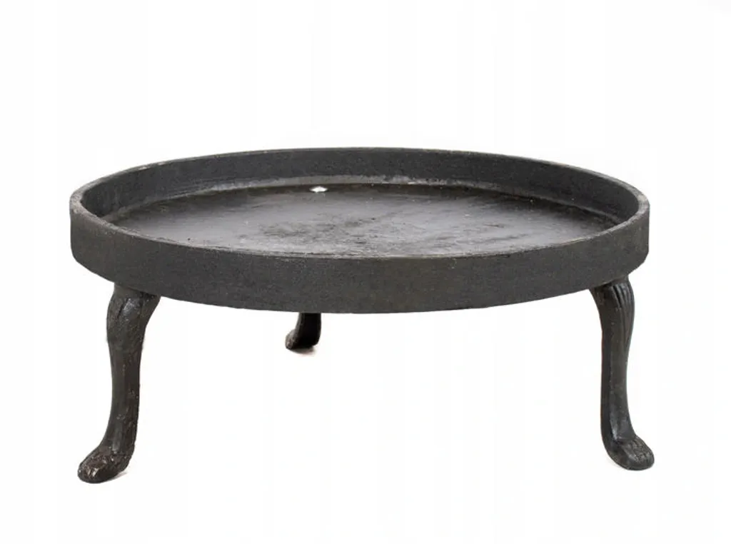 Table de jardin avec foyer BBQ intégré en fer noir, format XL 85cm