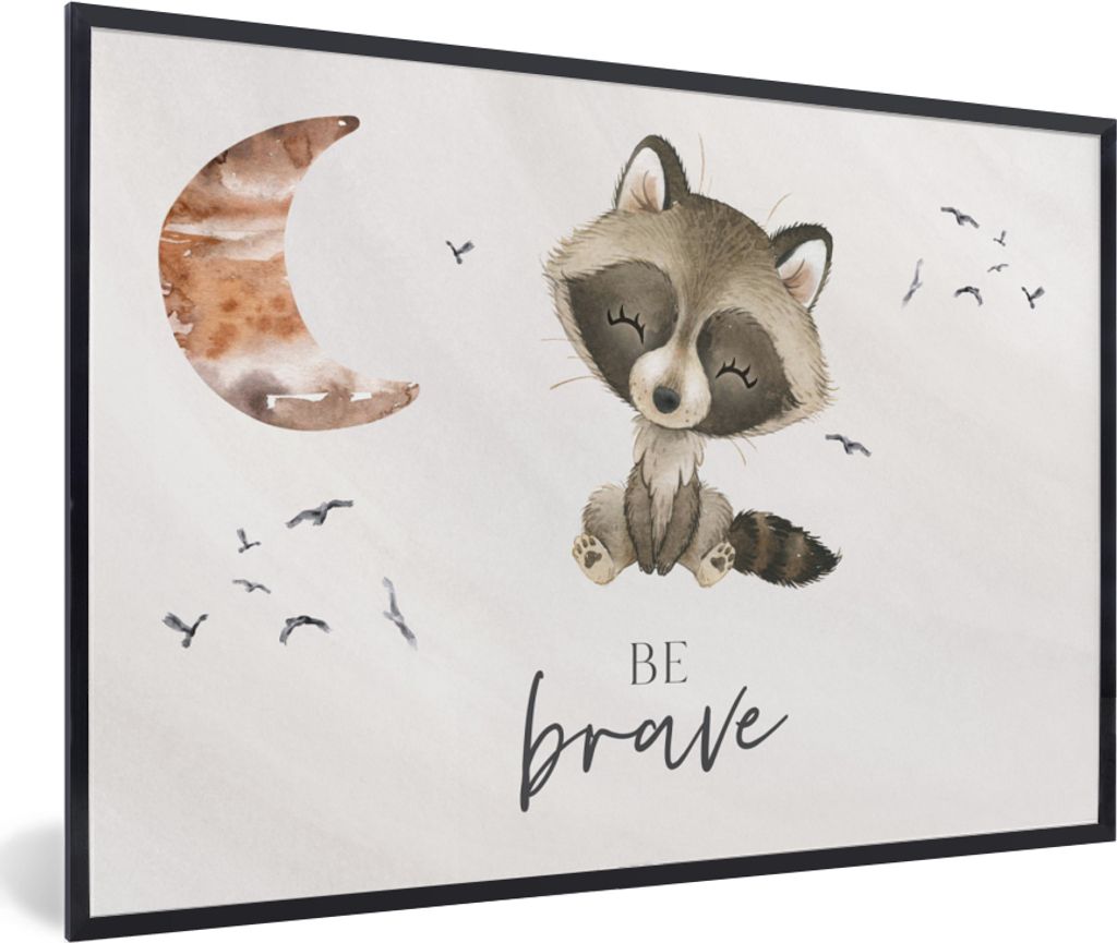 MuchoWow Gerahmtes Poster Aquarell - Sei mutig - Zitate - Kinder - Jungen - Mädchen 30x20 cm - Poster mit Schwarzem Bilderrahmen Wandposter Rahm...