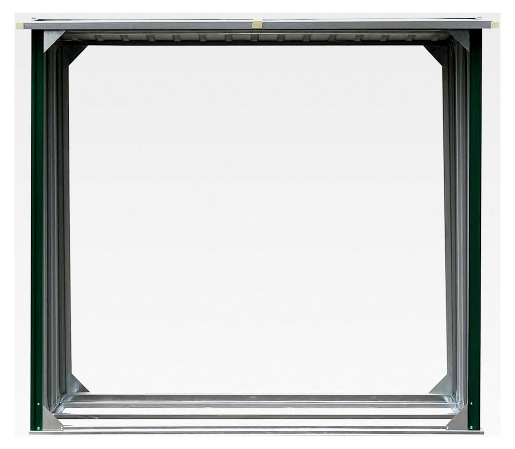 Holzschuppen für Brennholz, Stahlkonstruktion, Grün, 172x91x145/154 cm