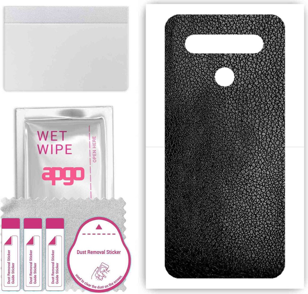 apgo Rückseite Schutzfolie, Skin, kompatibel mit LG K41S, Hinten Displayschutzfolie aus Vinylfolie, kratzfest, einfache Montage - Schwarzes Leder