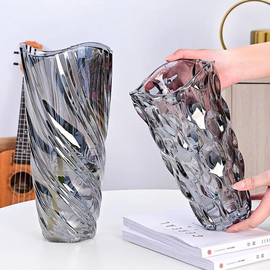 Vase stable anti-basculement en verre lourd pour grands bouquets de fleurs