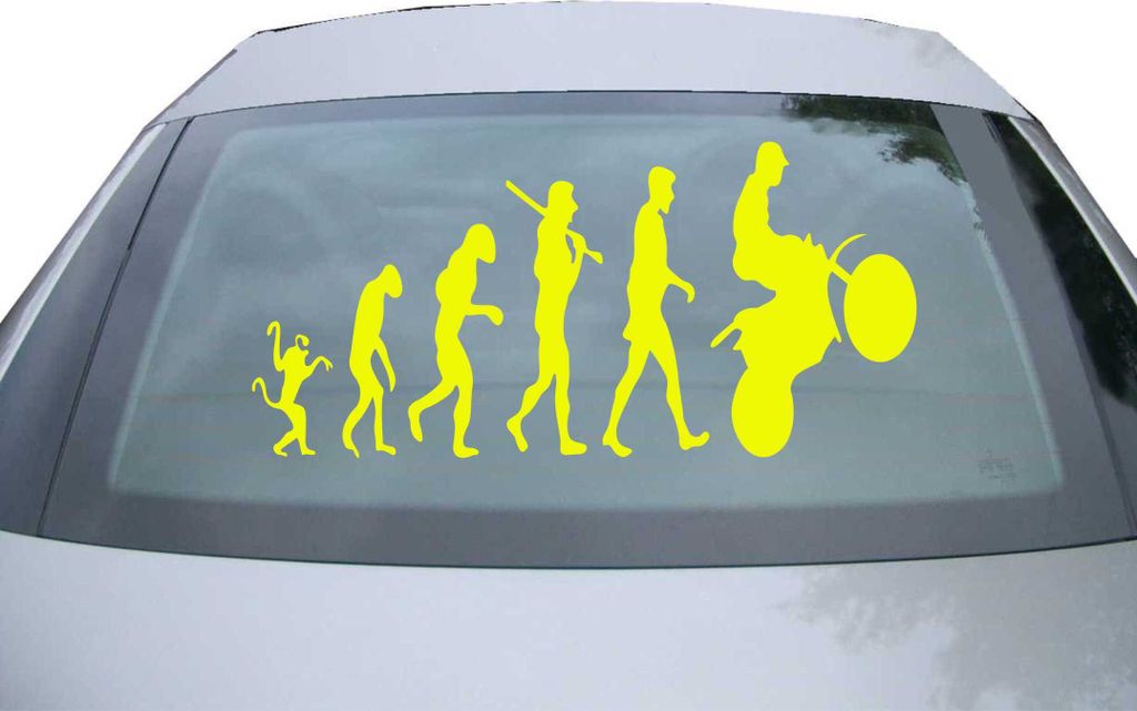 Indigos UG - Aufkleber Heckscheibe & Motorklappe DE6286 - neongelb - 600x285 mm - human evolution - Auto Scheiben Fenster Heckklappe Tuning Racing ...