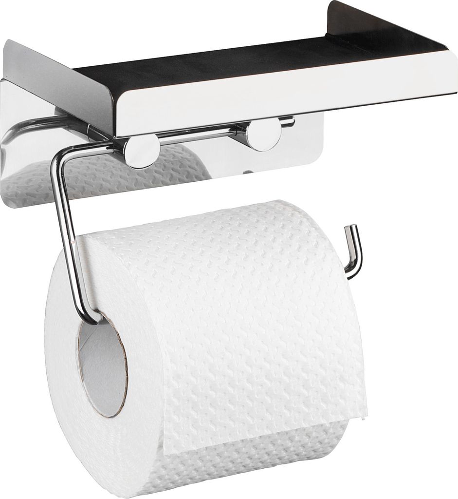 WENKO 2in1 Toiletten Papier Halter Edelstahl Rollen Feucht Tücher Box Ablagen