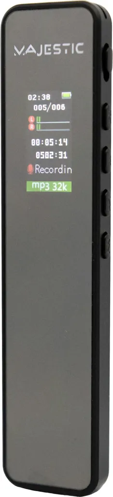 Dictaphone numérique 16GB Majestic VR-38 noir, enregistreur vocal avec USB