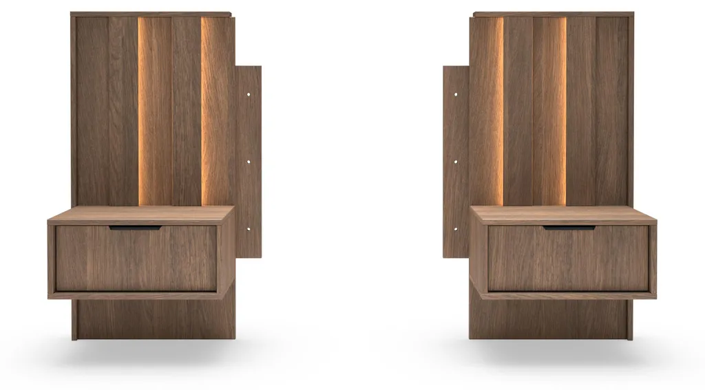 Table de chevet modulable chêne Dunin - Idéal pour lit double et déco