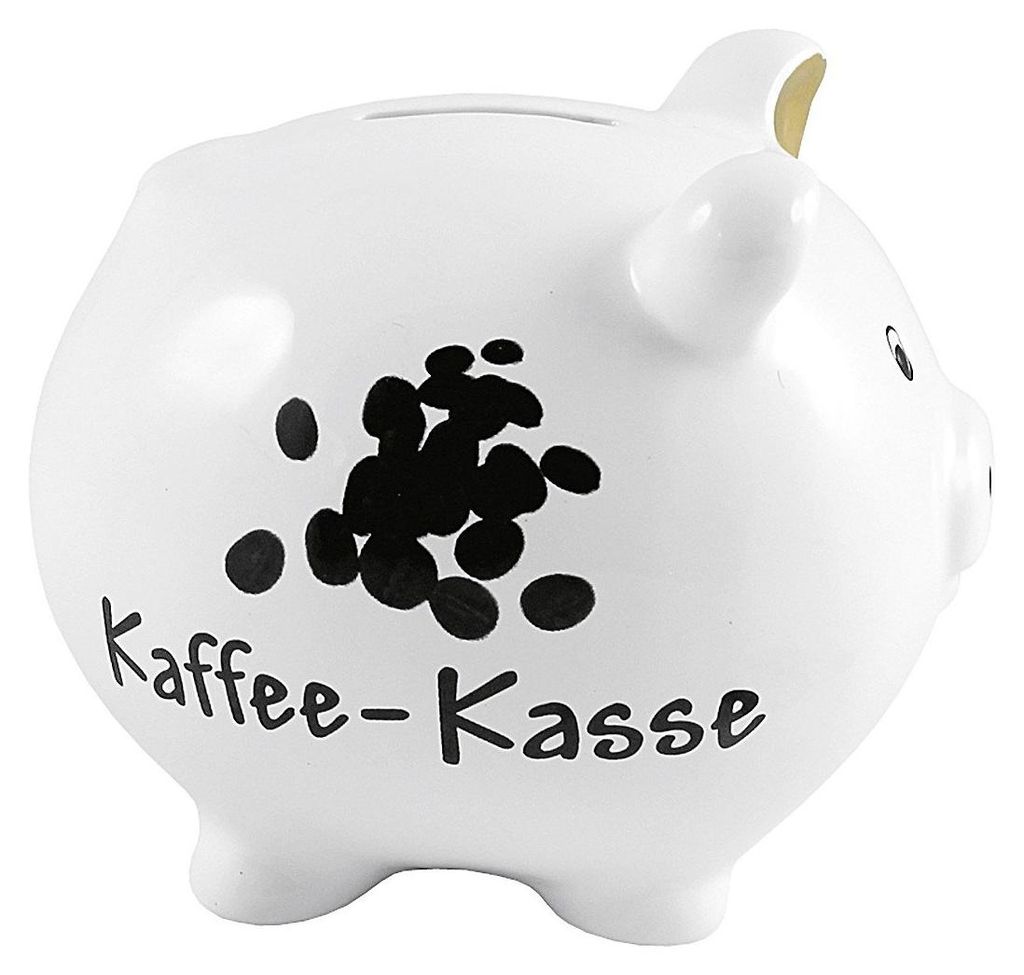 Kaffeespardose/Geldkassette, glasiert, 14 x 12 x 13 cm, weiß