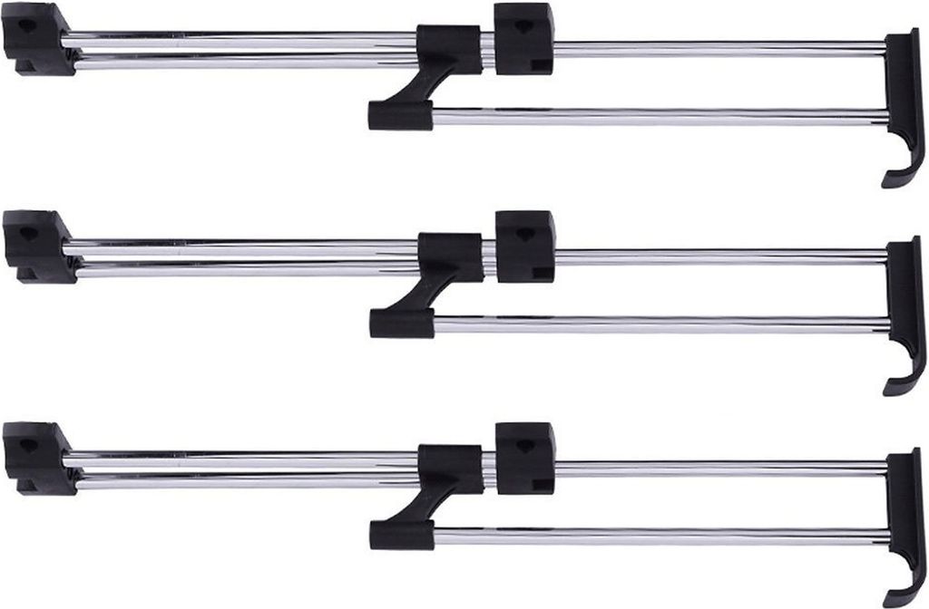 Set aus 3 x Kleiderbügelhalter ausziehbar 30-52 cm, ausziehbare Kleiderstange für Schrank, Kleiderbügelauszug zum Schrauben, platzsparende Kleid...
