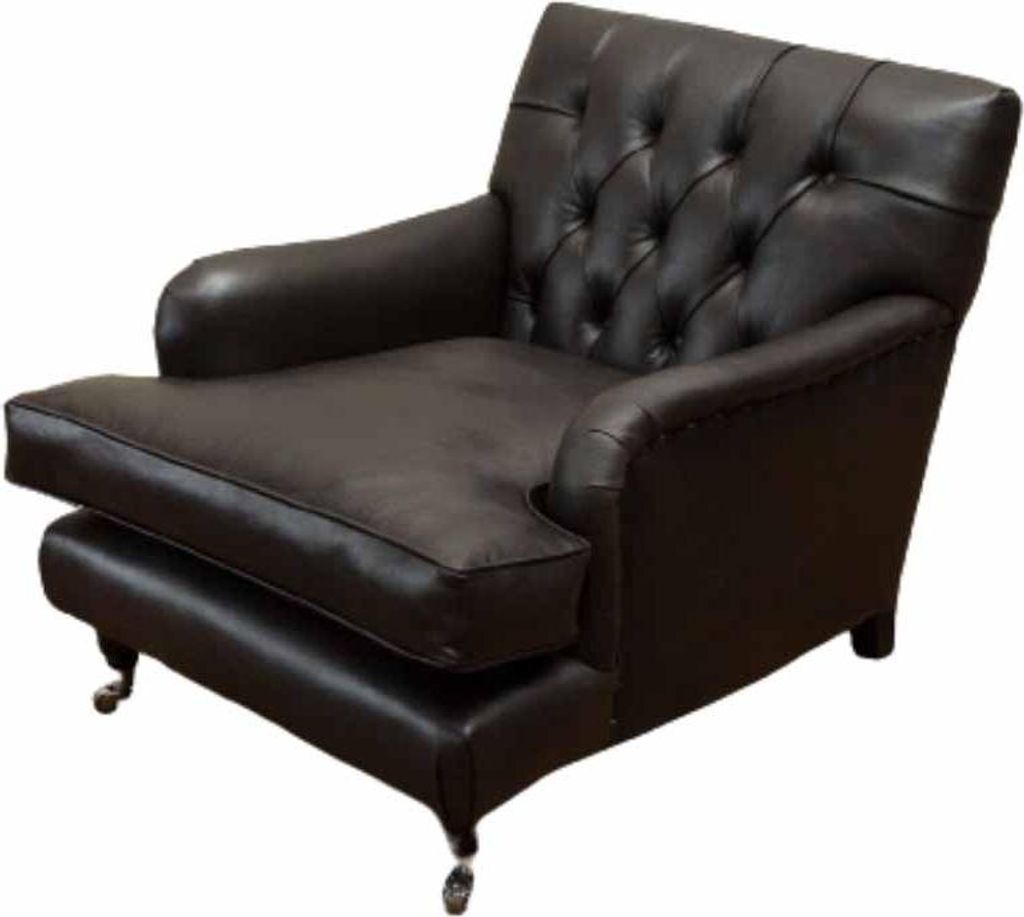 Designer Sessel 1 Sitzer Braun Leder Textil Luxus Sofa Chesterfield Neu