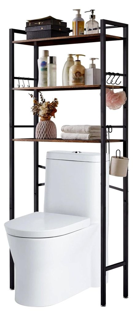 Toilettenregal mit 3 offenen Ablagen und abnehmbarer X-Struktur