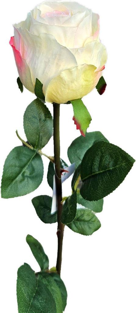 artplants.de Kunstrose SUNJIK, Creme-rosa, 75cm - Künstliche Rosenblüte