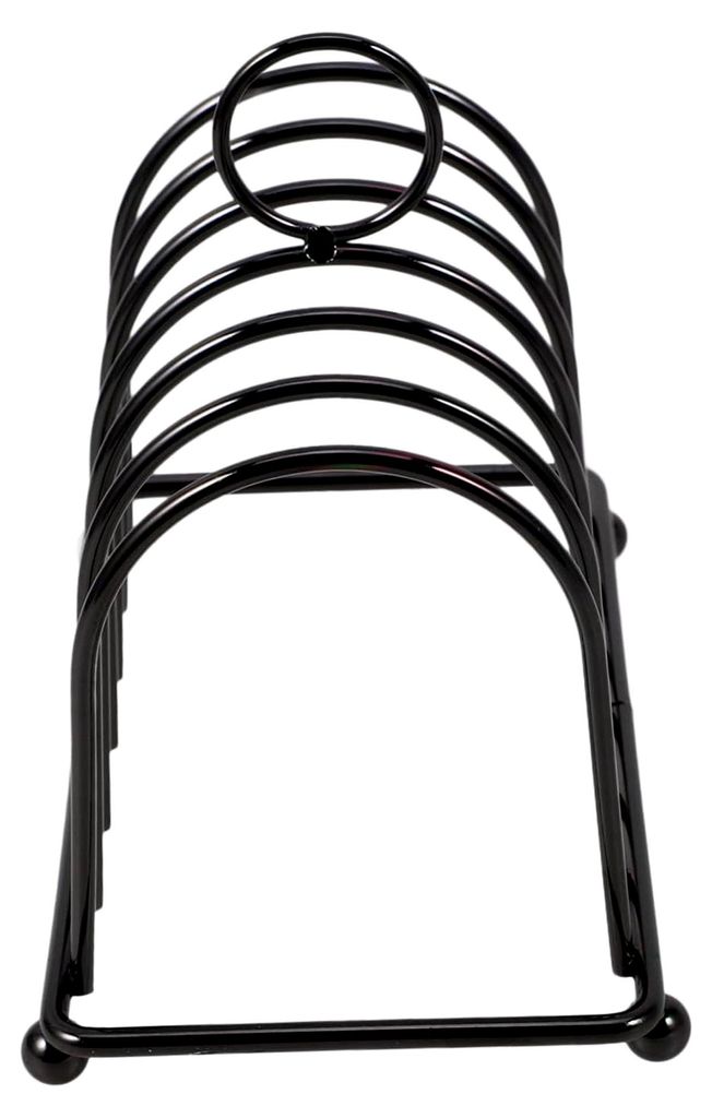 Eleganter Toastbrothalter aus schwarzem Edelstahl mit mehreren Fächern für platzsparende und stilvolle Aufbewahrung in der Küche