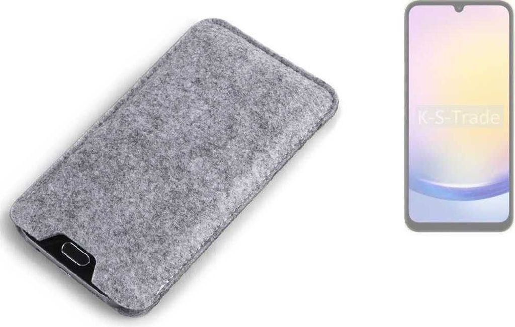 K-S-Trade Filz Handyhülle kompatibel mit Samsung Galaxy A25 5G Schutzhülle Filztasche Filz Tasche Case Sleeve Handy Hülle Filzhülle grau