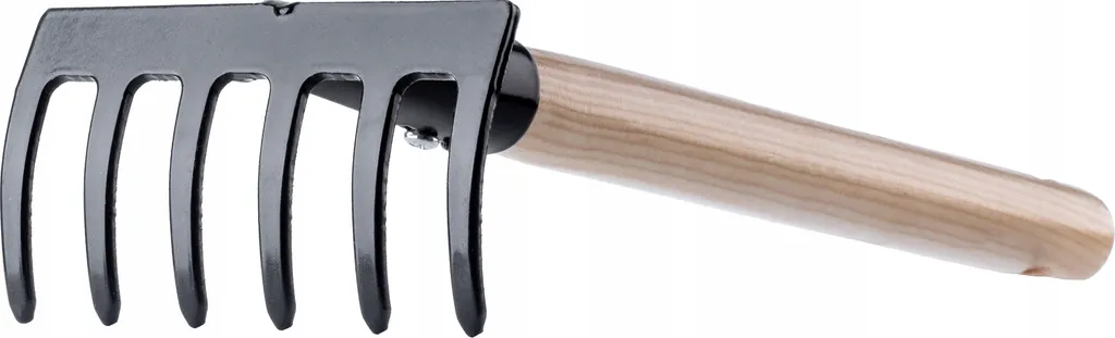 KADAX Piccolo Rastrello in Metallo con Manico in Legno - Scopa Foglie Professionale