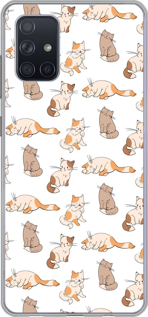 MuchoWow Handyhülle Schutzhülle Hülle für Telefoonhoesje Samsung Galaxy A51 5G Muster - Katze - Kätzchen - Jungen - Mädchen - Kinder - Kind...