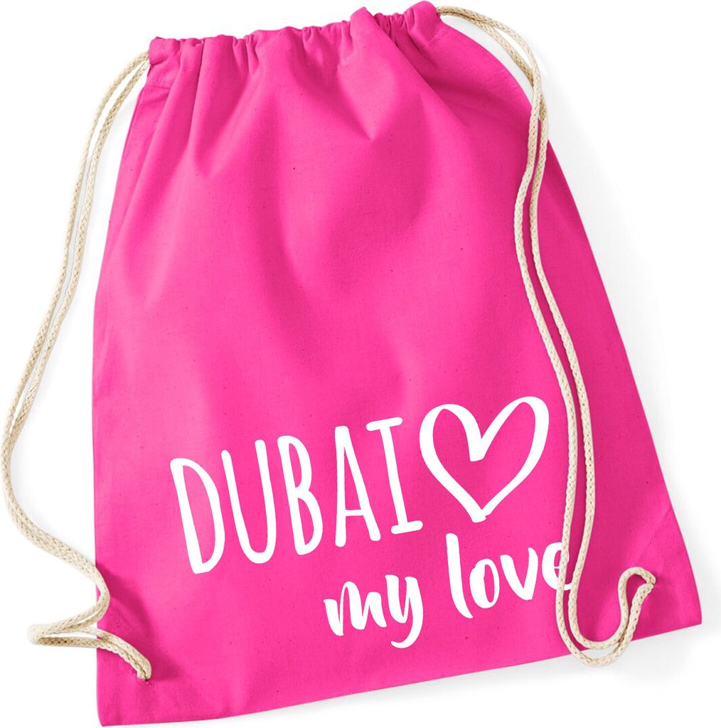 Huuraa Turnbeutel Dubai my love 12 Liter Fuchsia Baumwolle Produktbild 